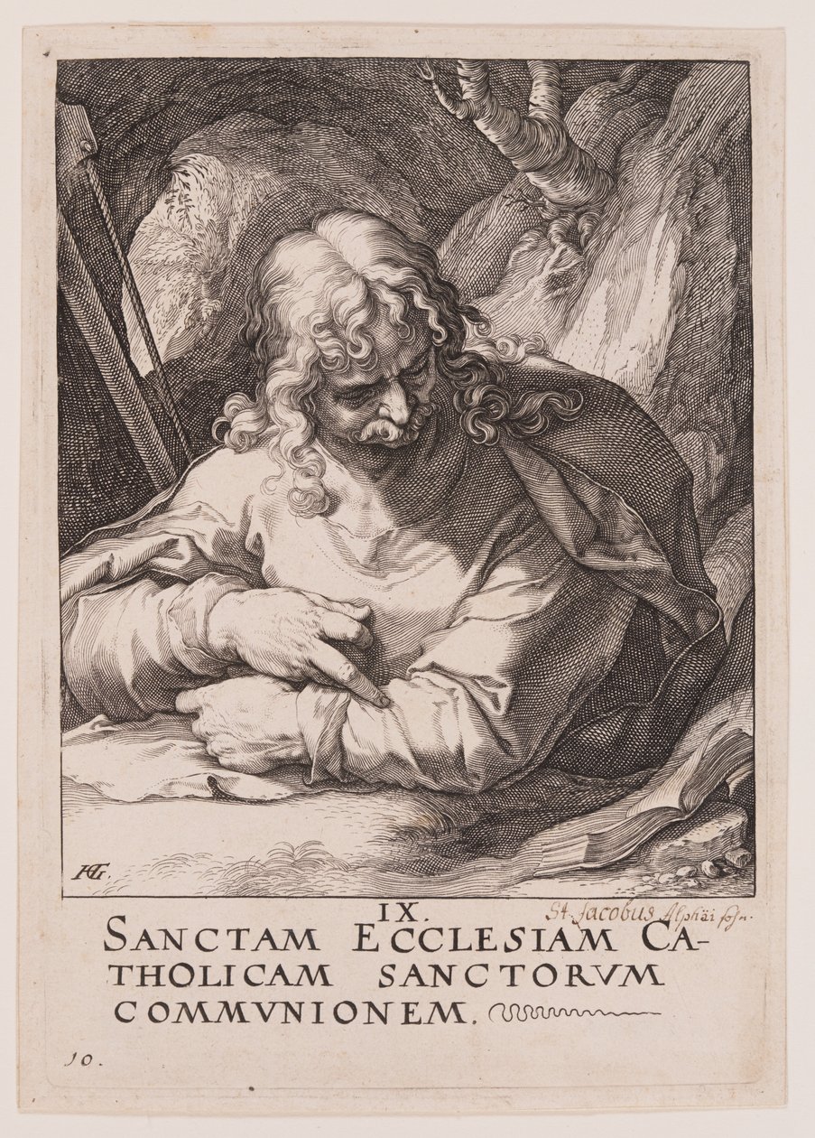 Jakobus de Minder, van Christus, de Apostelen en Paulus met het Credo door Hendrick Goltzius