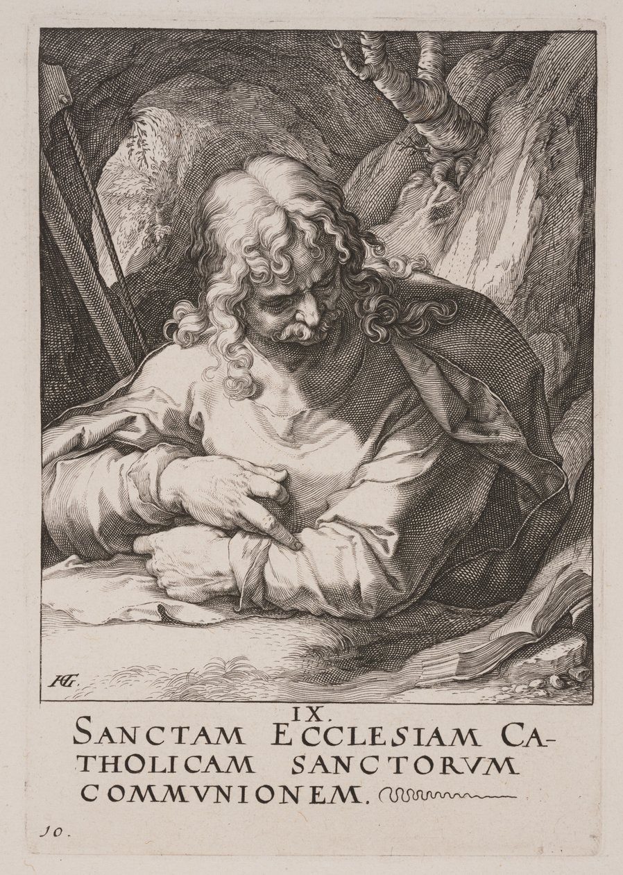 Jakobus de Minder, van Christus, de Apostelen en Paulus met het Credo door Hendrick Goltzius
