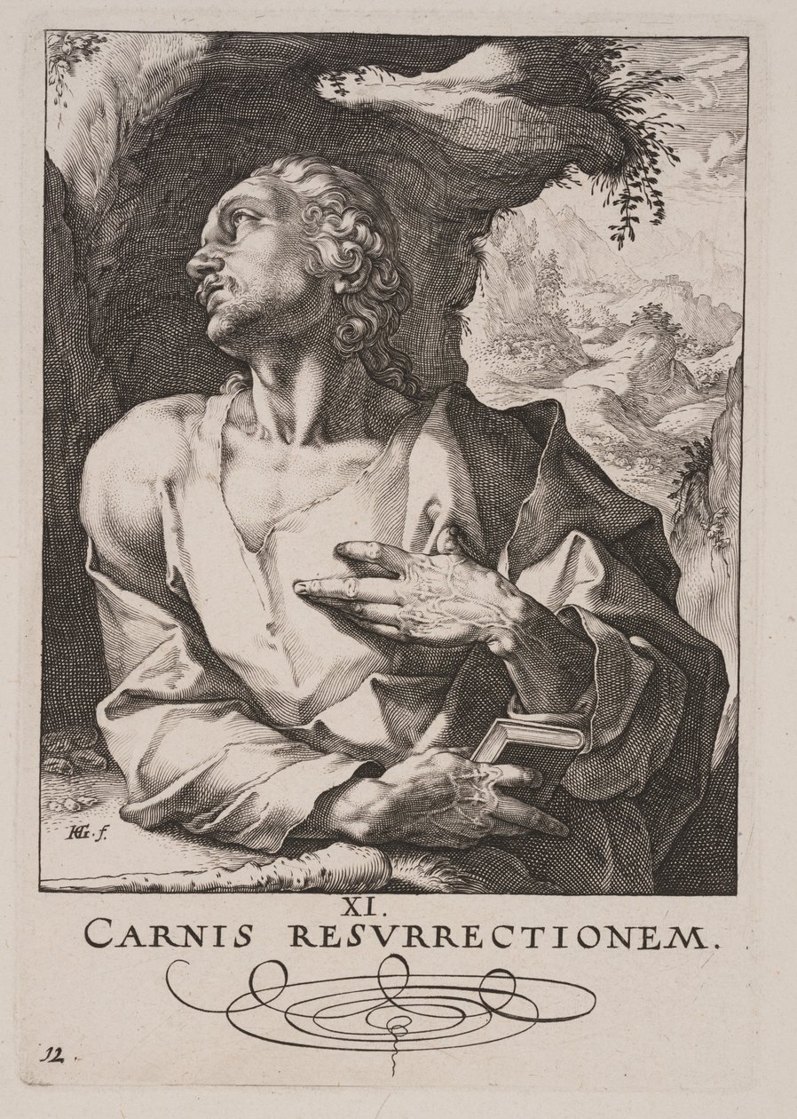 Judas Thaddeus, van Christus, de Apostelen en Paulus met het Credo door Hendrick Goltzius