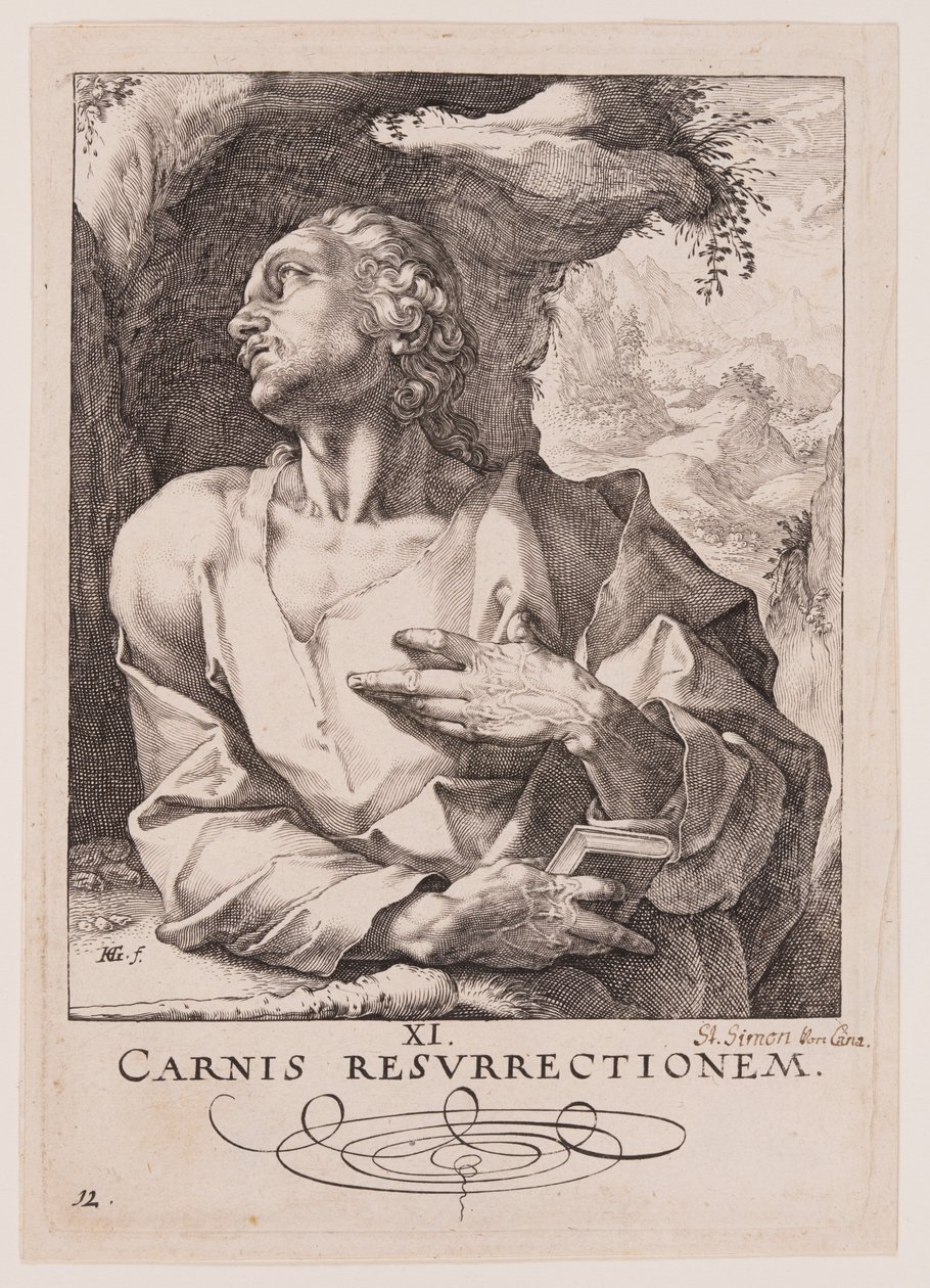 Judas Thaddeus, van Christus, de Apostelen en Paulus met het Credo door Hendrick Goltzius