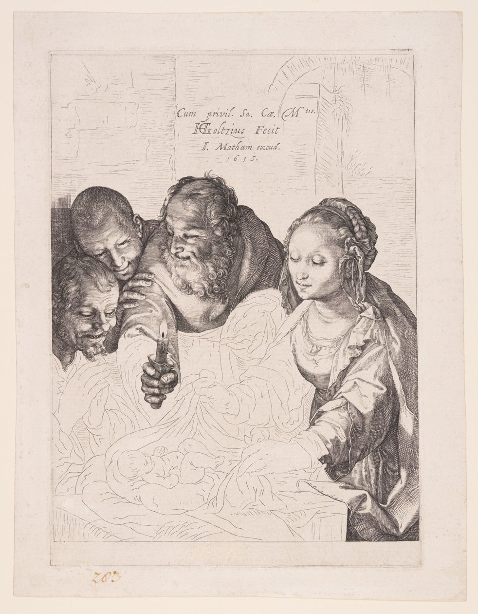 De aanbidding van de herders door Hendrick Goltzius