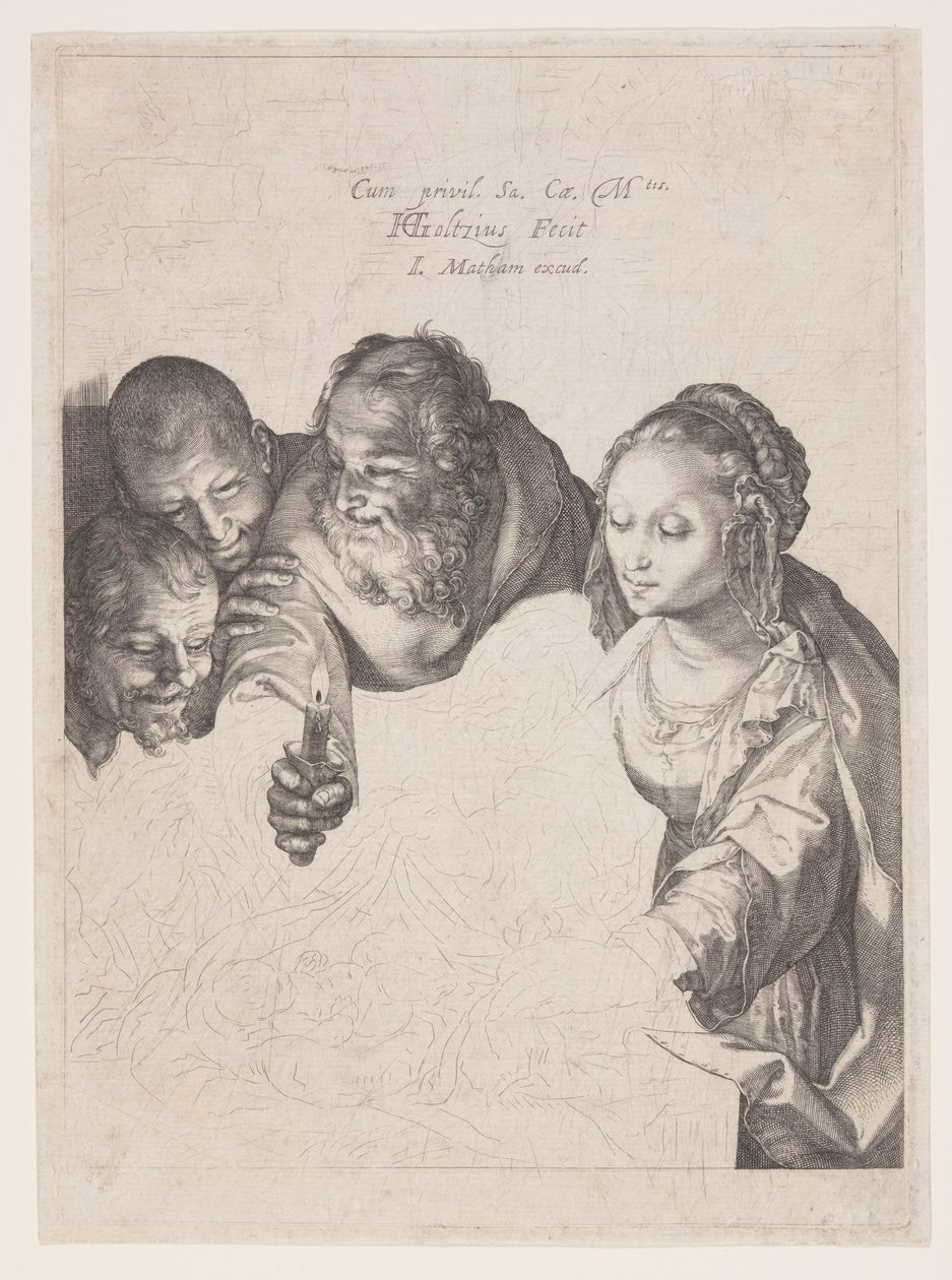 De aanbidding van de herders door Hendrick Goltzius