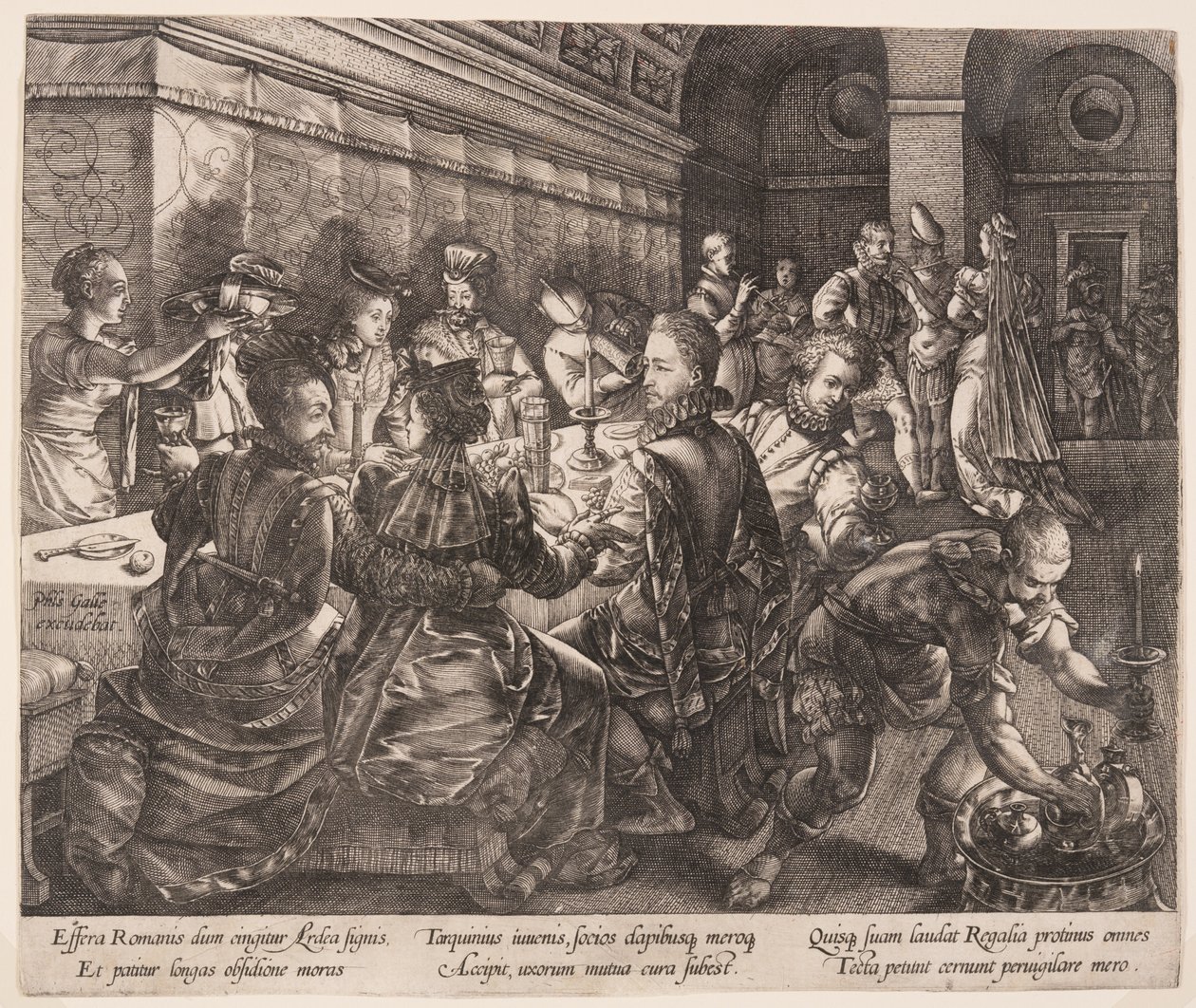 Het banket van Tarquinius Collatinus, uit Het verhaal van Lucretia door Hendrick Goltzius