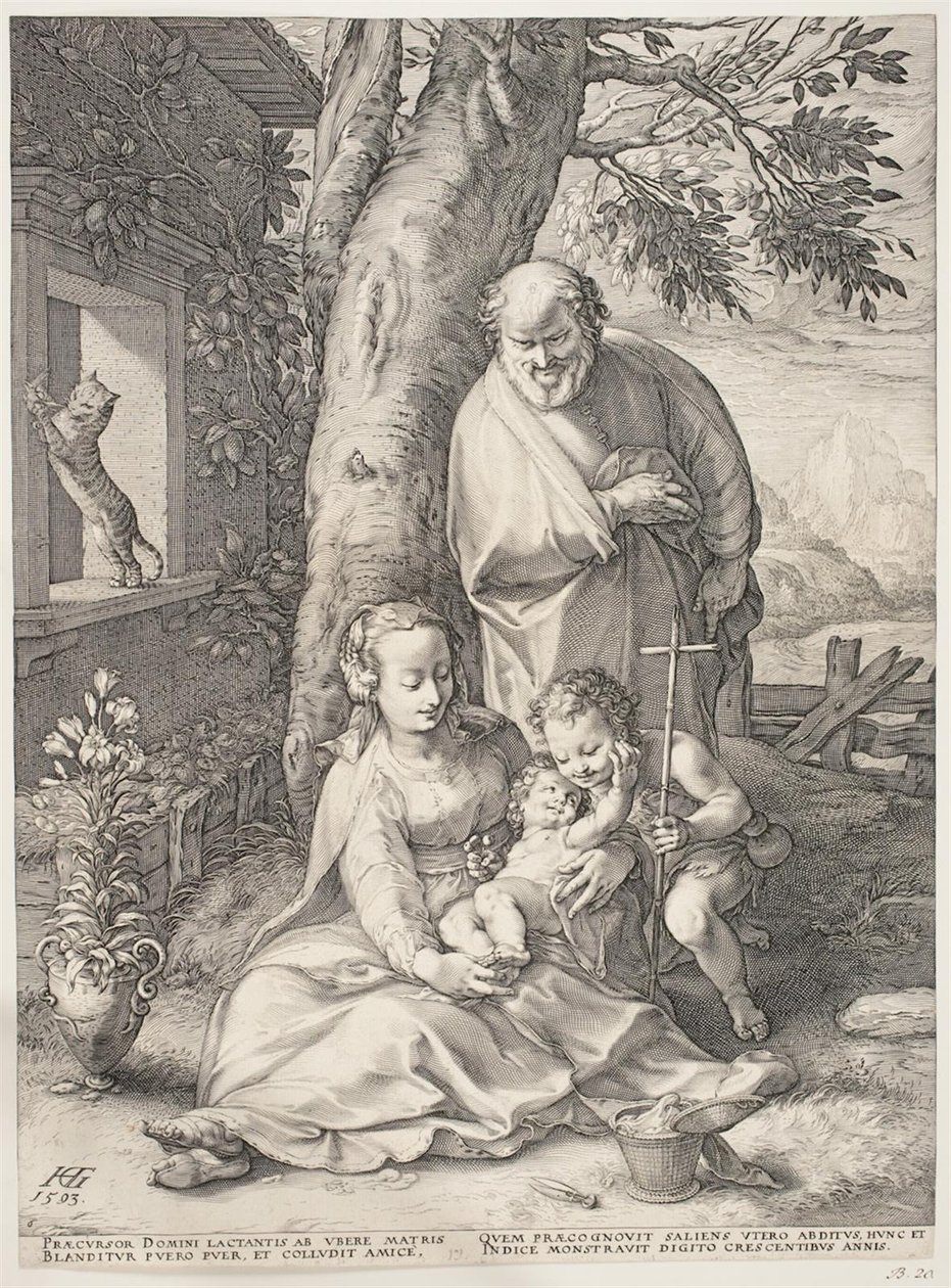 De Heilige Familie met de jonge St. Johannes de Doper door Hendrick Goltzius