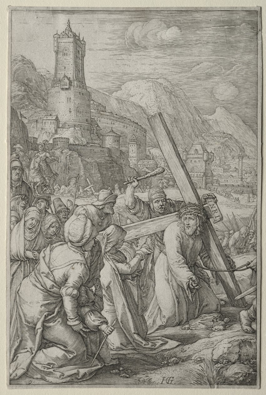De Passie: Christus draagt het kruis door Hendrick Goltzius