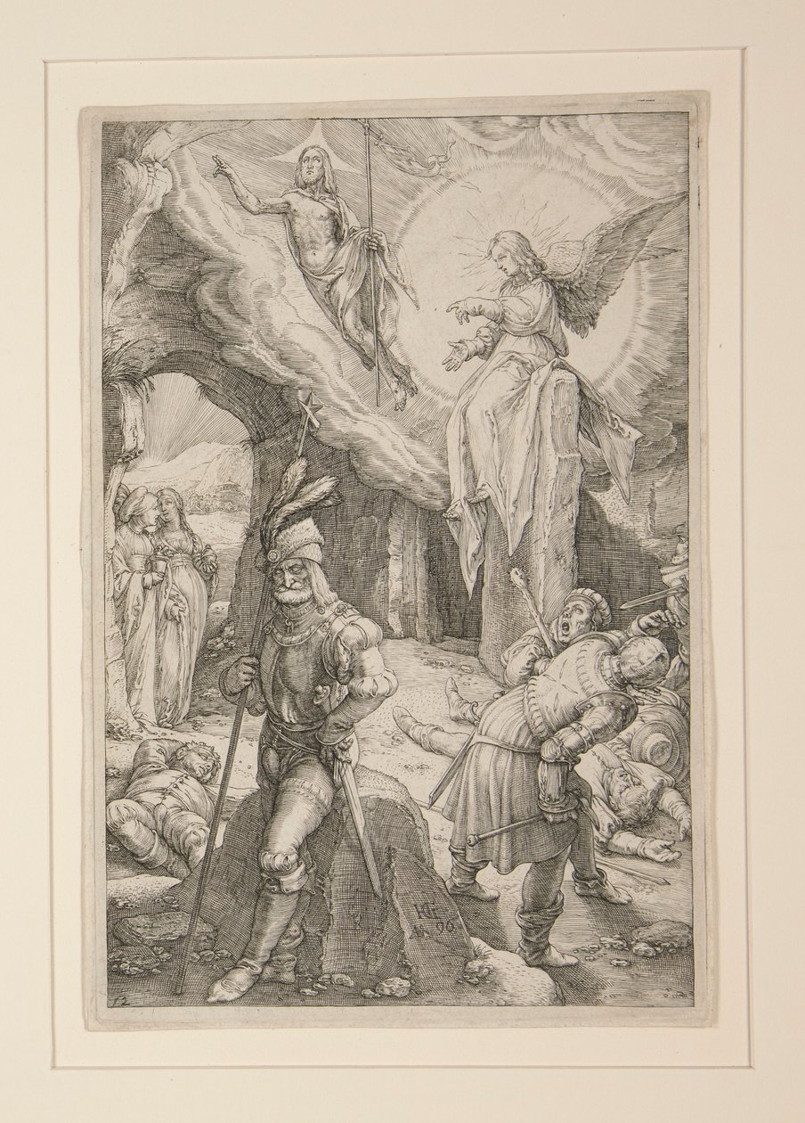De Opstanding, uit De Passie, #12 in een serie van 12 gravures door Hendrick Goltzius