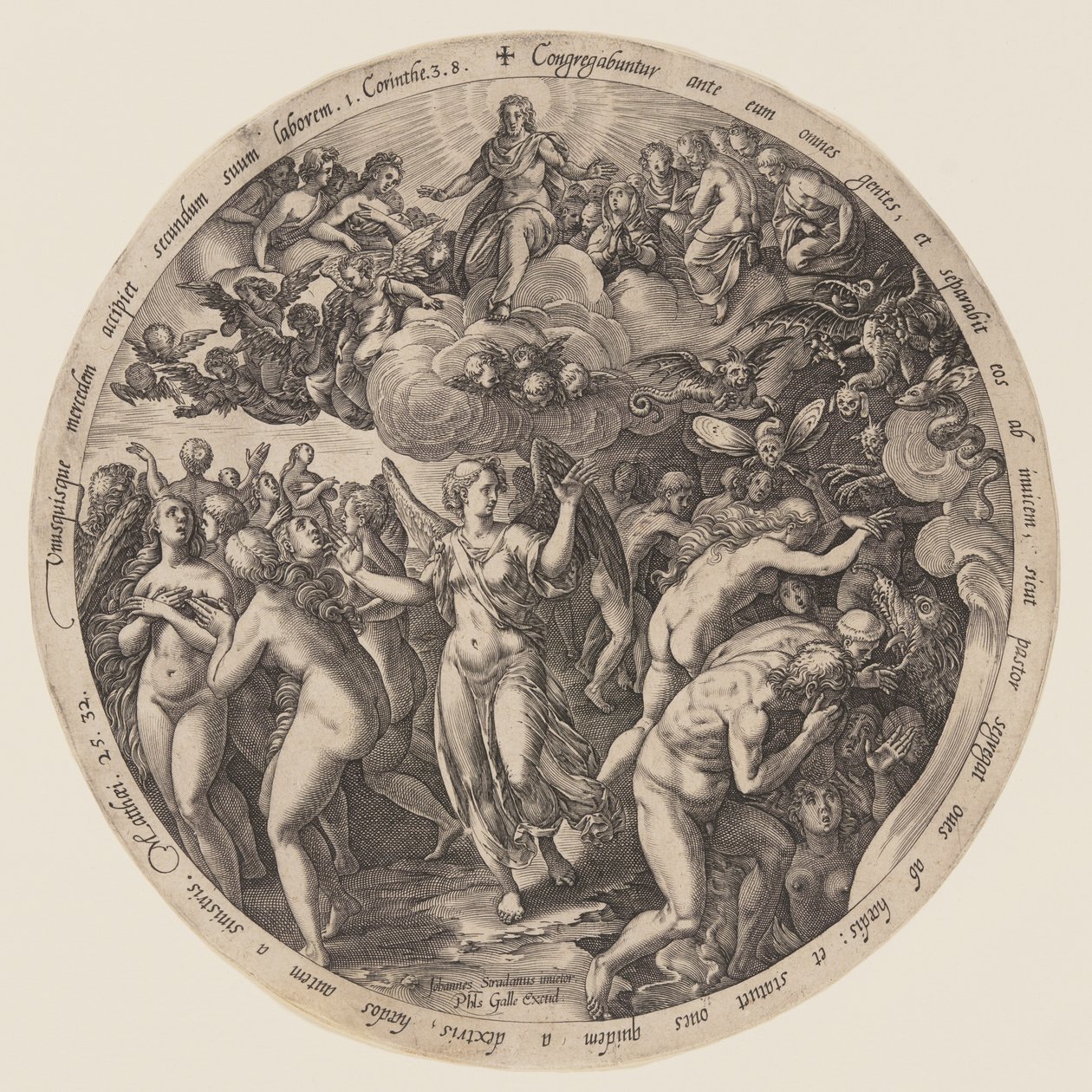 De scheiding van de gezegenden en de verdoemden door Hendrick Goltzius