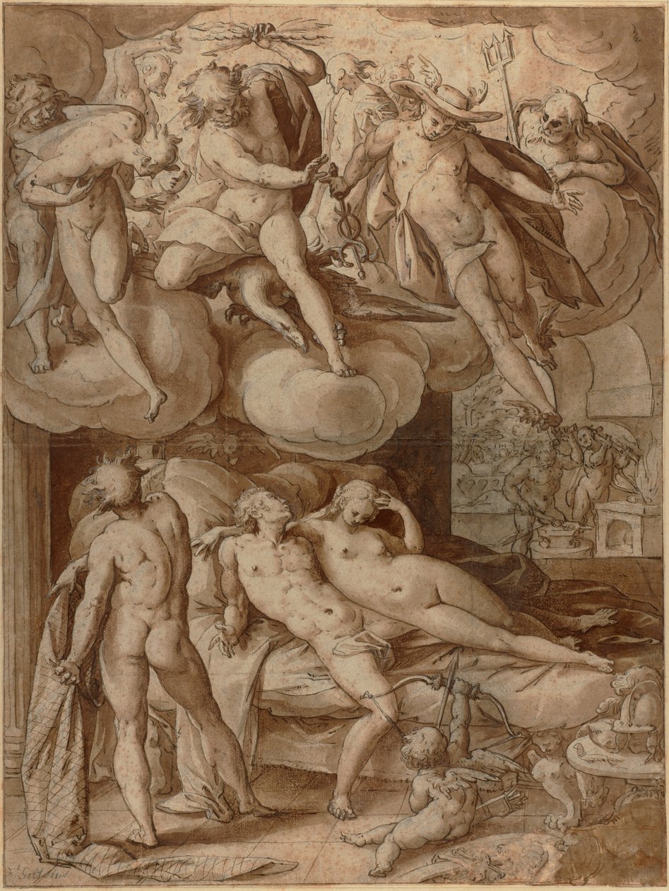 Venus en Mars verrast door Vulcanus door Hendrick Goltzius