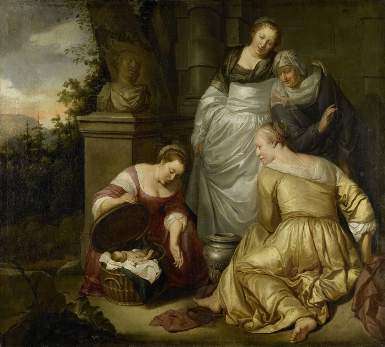 Erichthonius gevonden door de dochters van Cecrops door Hendrick Heerschop