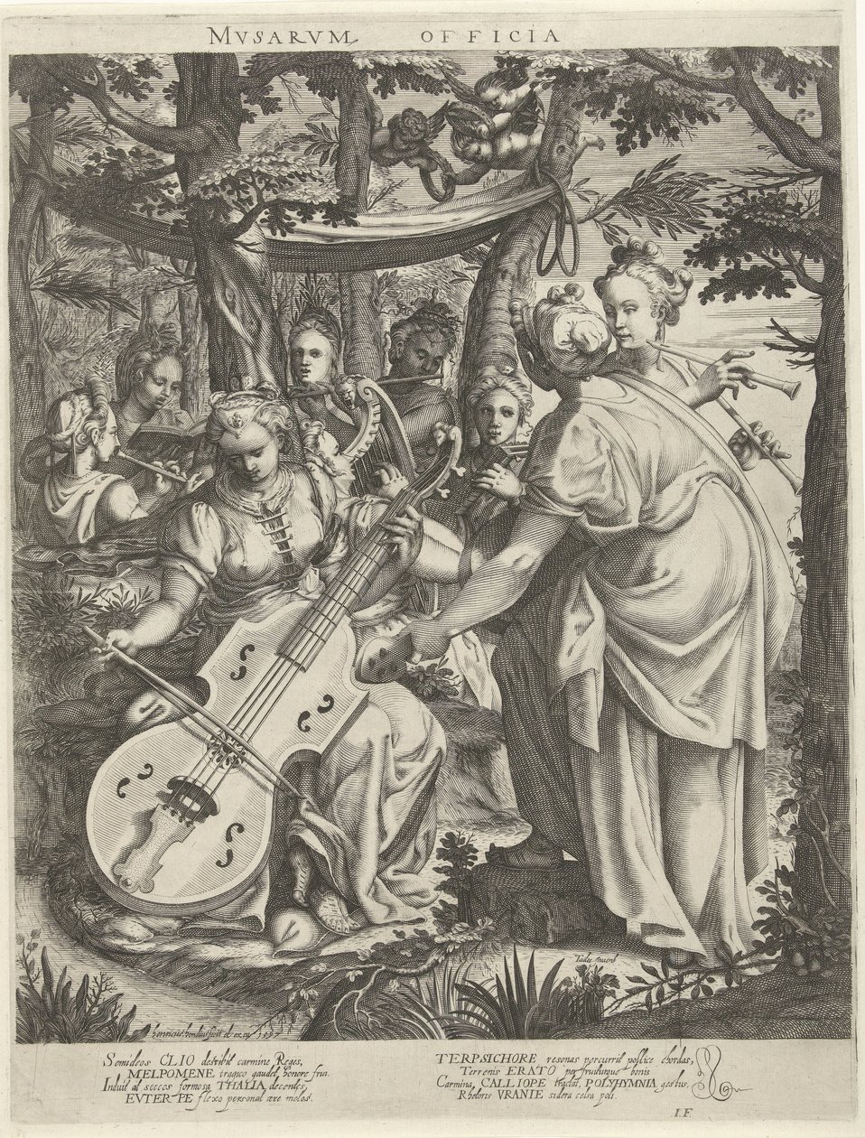 Concert van de muzen op de Parnassus door Hendrick Hondius (I)