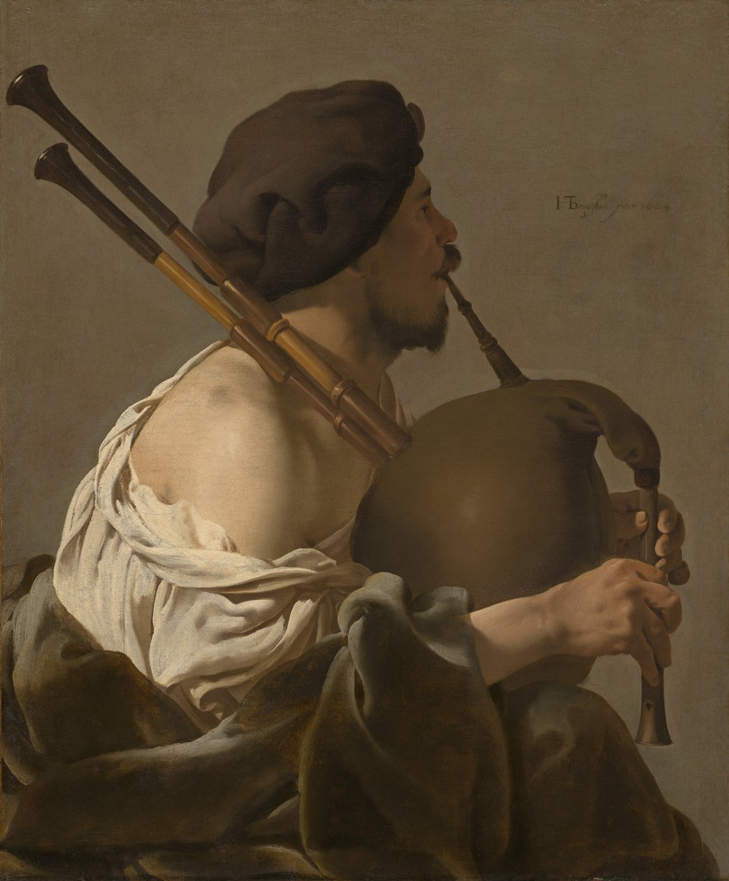 Doedelzakspeler door Hendrick ter Brugghen