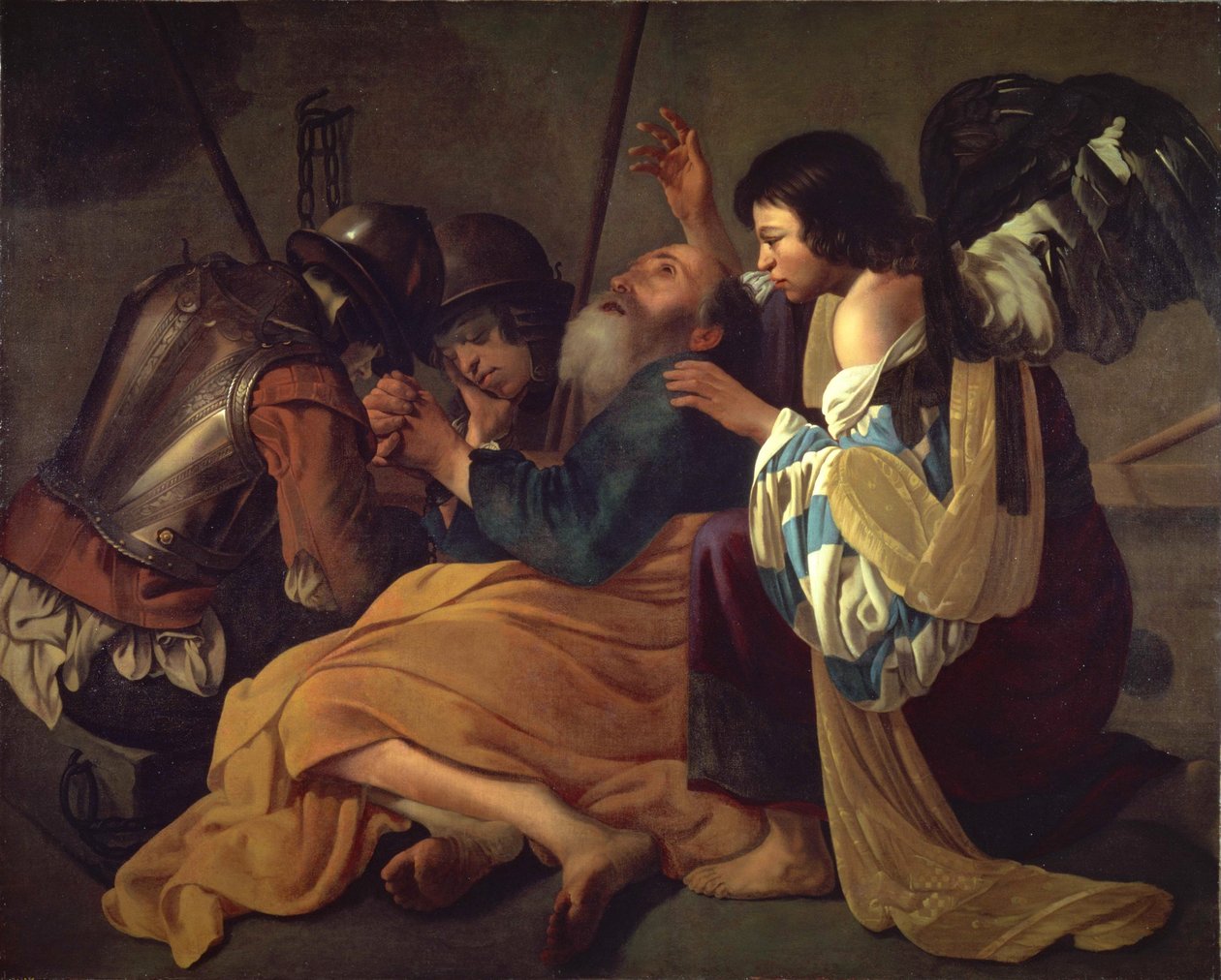 De bevrijding van Sint-Pieter door Hendrick Terbrugghen follower of