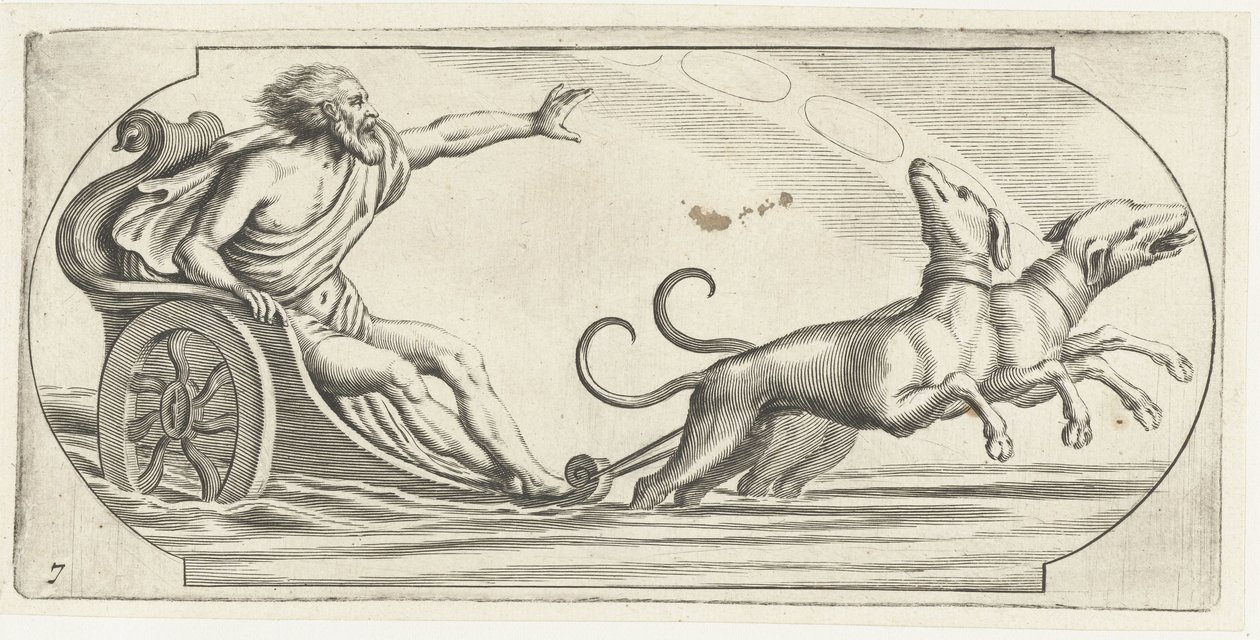 Een zeegod op een strijdwagen door Hendrick de Keyser (I)