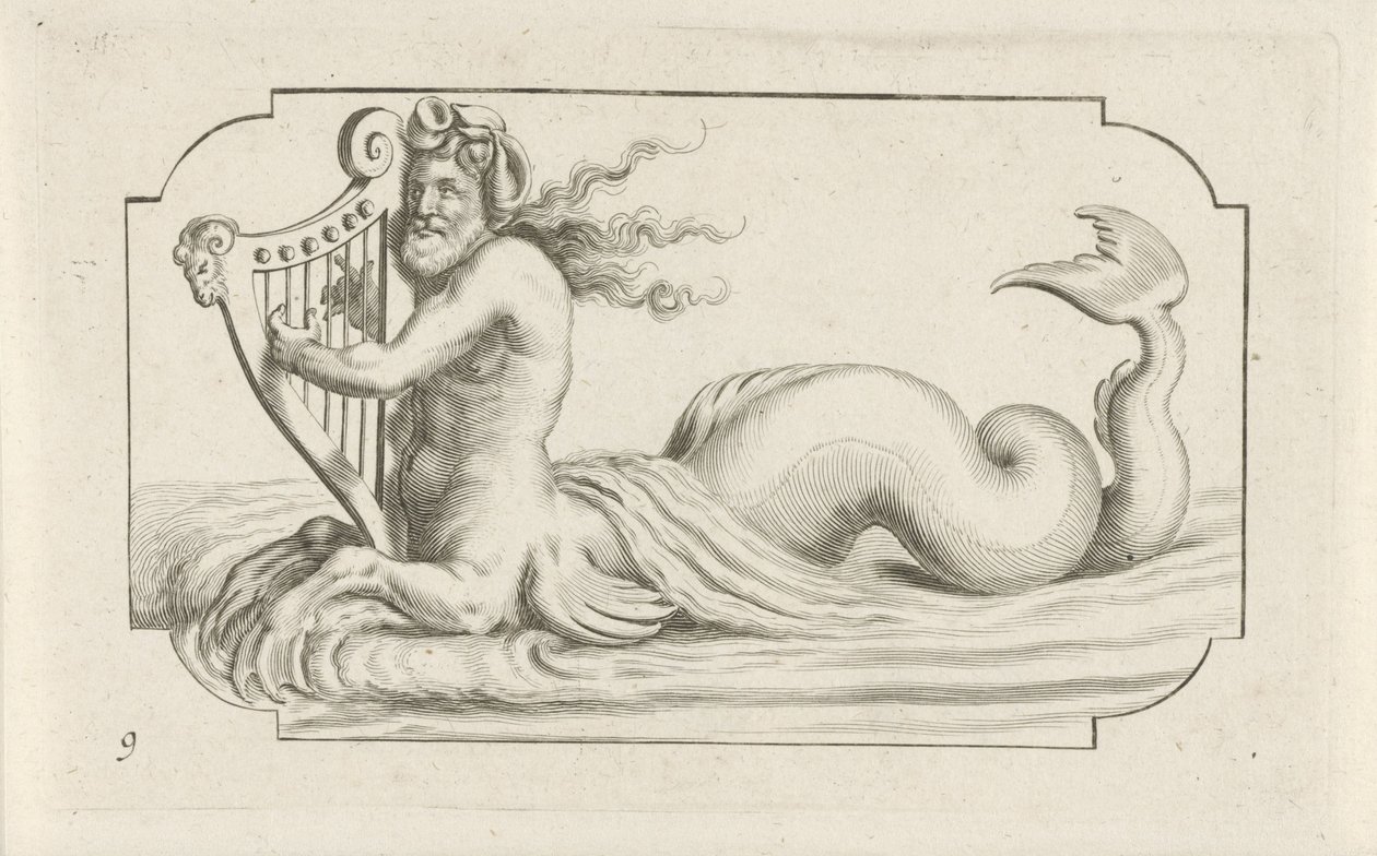 Triton die op een harp speelt door Hendrick de Keyser (I)