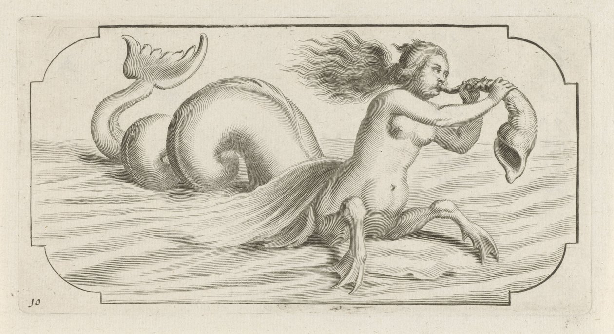 Vrouwelijk figuur blaast op een schelp door Hendrick de Keyser (I)