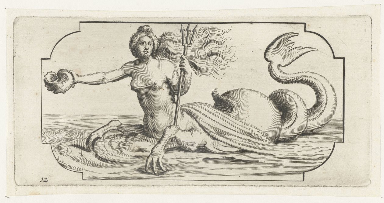 Vrouwelijk figuur met drietand van Neptunus door Hendrick de Keyser (I)
