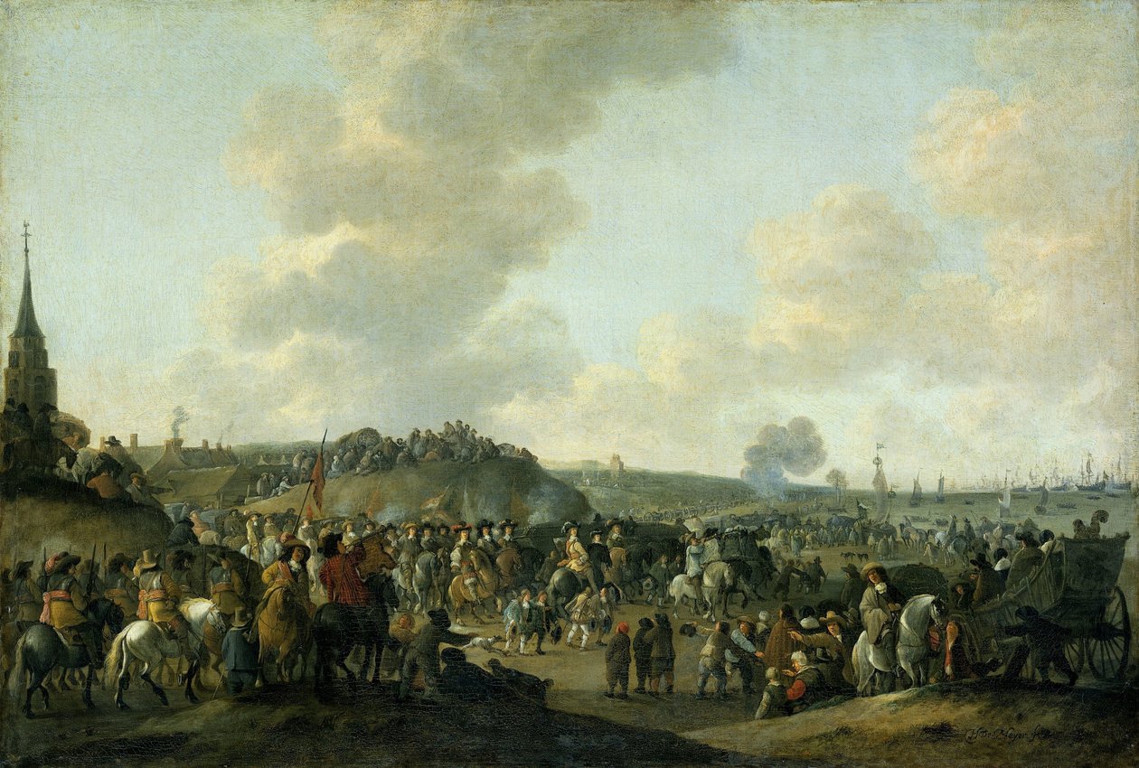 Het vertrek van Karel II van Engeland uit Scheveningen, 2 juni 1660 door Hendrick de Meijer
