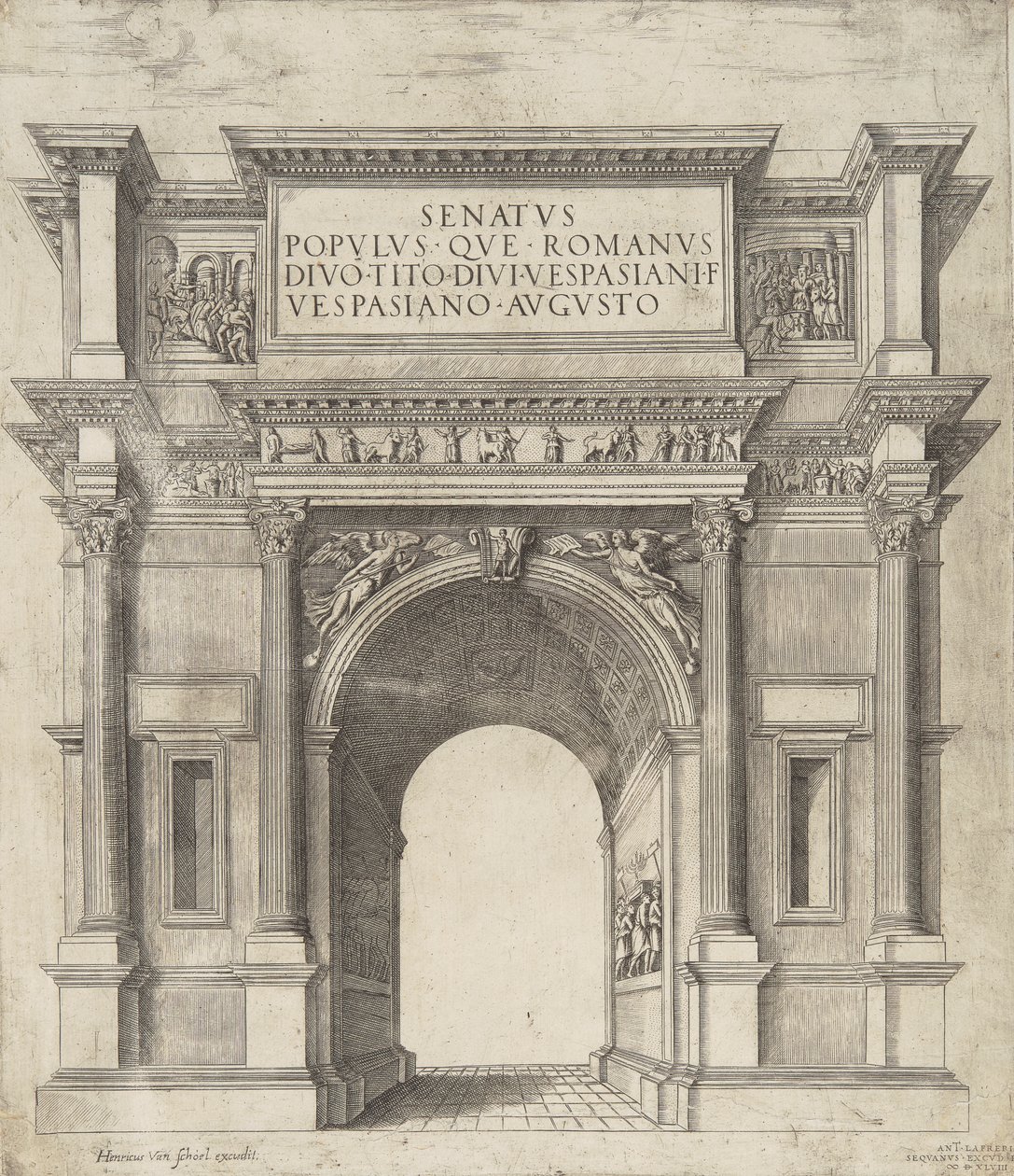 Senatus Populus Que Romanus Divo Tito Divi Vespasiani Filio Vespasiano Augusto door Hendrick van Schoel