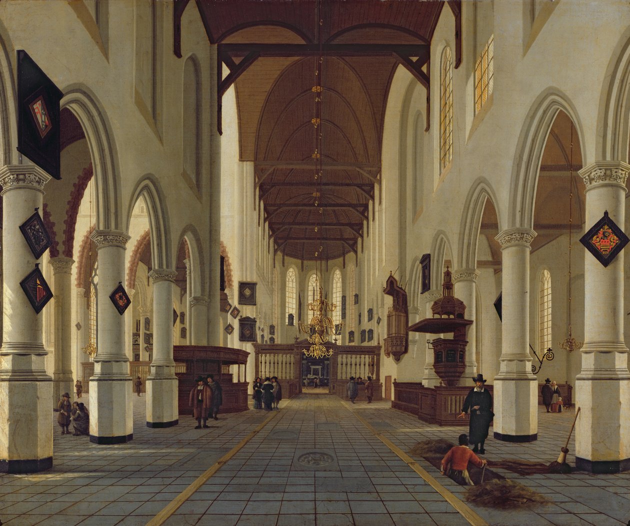 Interieur van de Oude Kerk, Delft door Hendrik Cornelisz. van Vliet