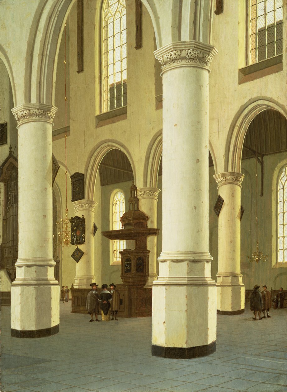 Interieur van de Oude Kerk in Delft door Hendrik Cornelisz. van Vliet
