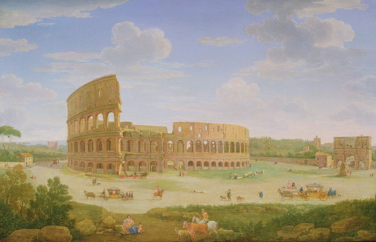 Een Uitzicht op Rome, 1750s door Hendrik van Lint