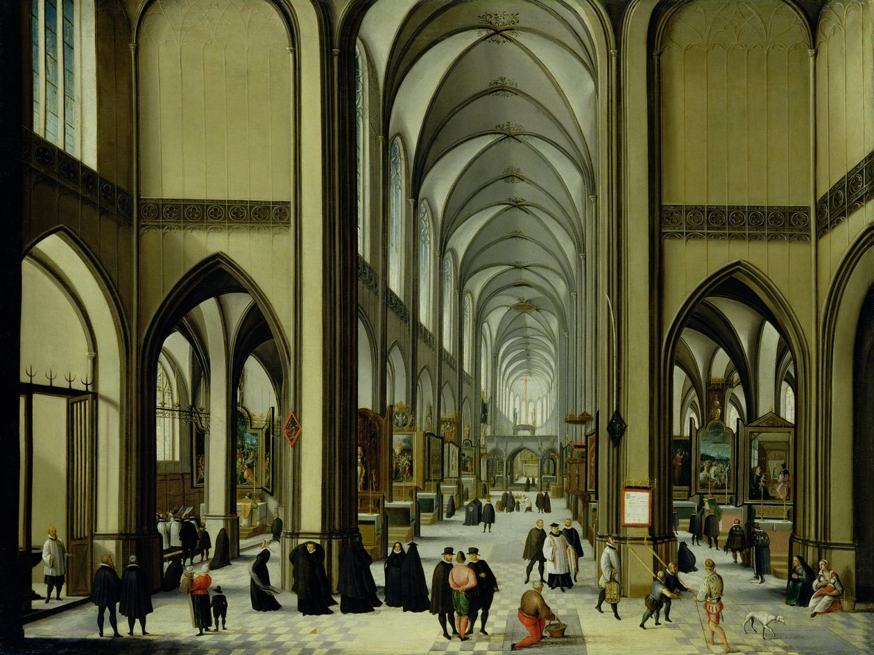 Interieur van de kathedraal van Antwerpen door Hendrik van Steenwyck