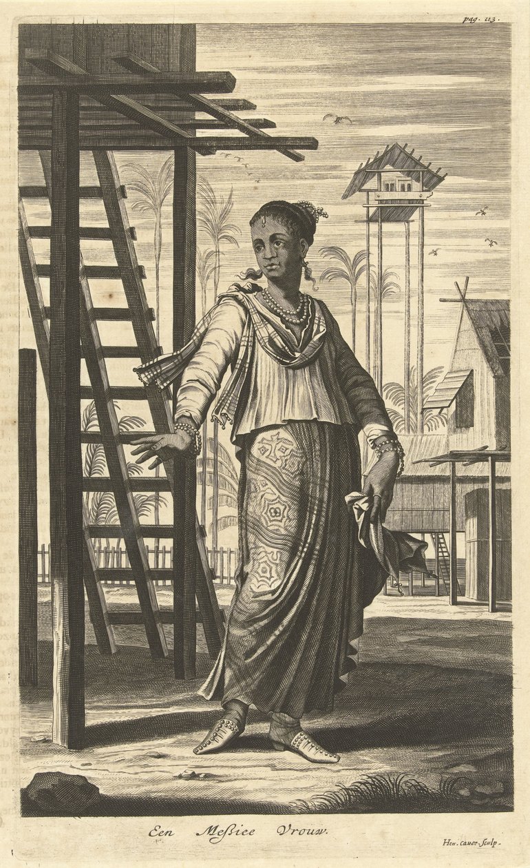 Portret van een vrouw van gemengde etnische afkomst door Hendrik Causé