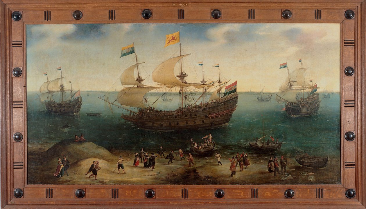 Het Amsterdamse viermastschip De Hollandse Tuyn en andere schepen keren terug uit Brazilië onder bevel van Paulus van Caerden door Hendrick Cornelisz. Vroom