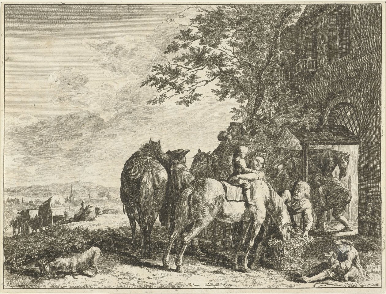 Reizigers voor de smidse door Hendrik Elandt