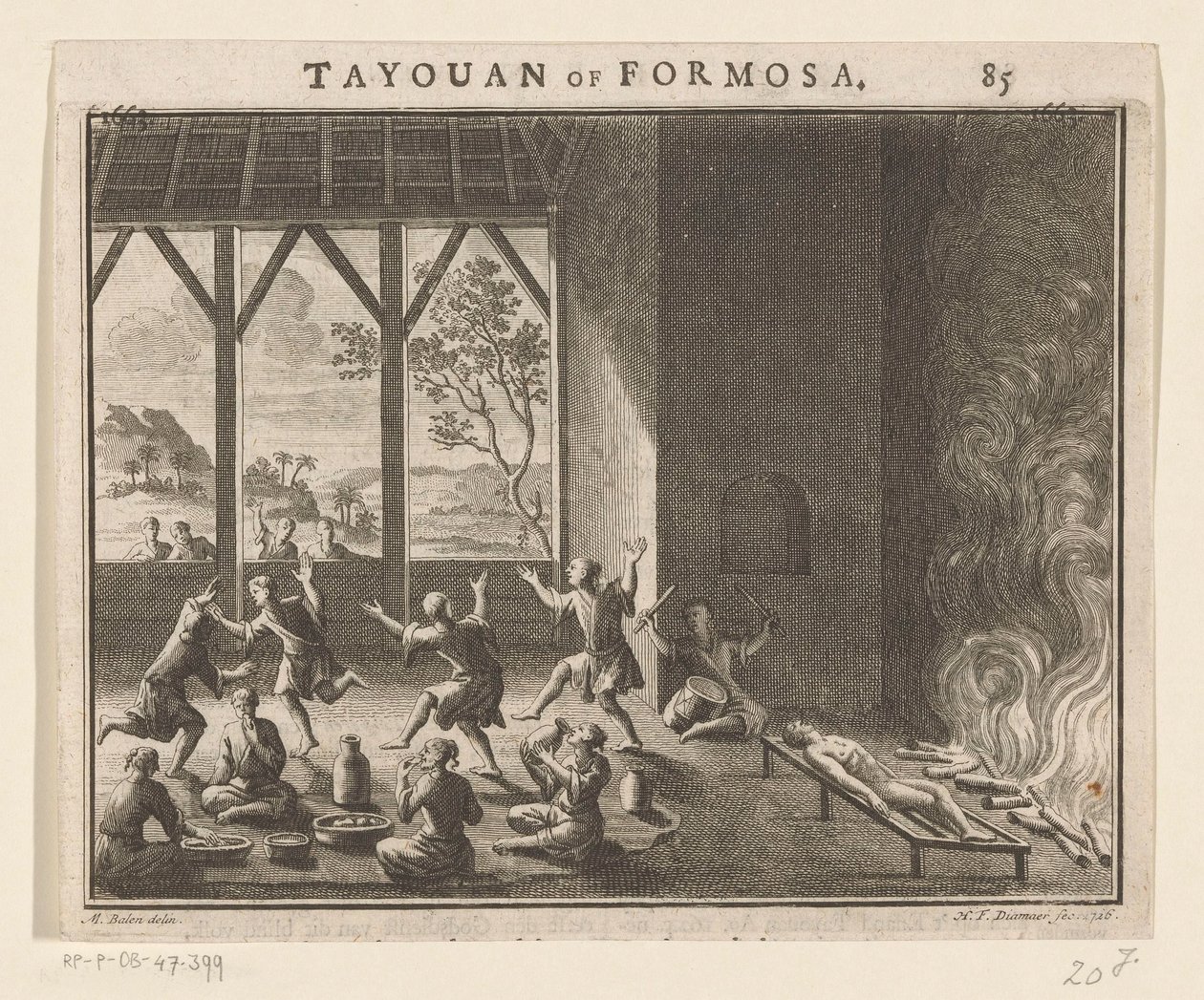 Onderdeel van het begrafenisritueel van bewoners van Formosa door Hendrik Frans Diamaer