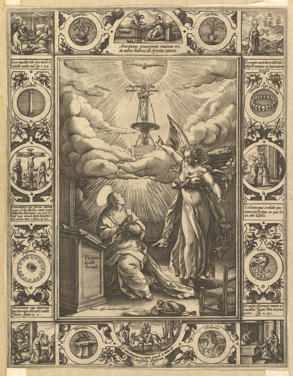 Ave Maria, uit Allegorische Scènes over het Leven van Christus door Hendrik Goltzius