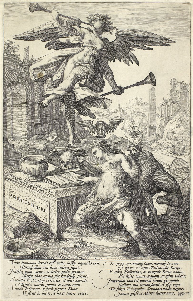 Roem en Geschiedenis, uit Romeinse Helden, 1586 door Hendrik Goltzius