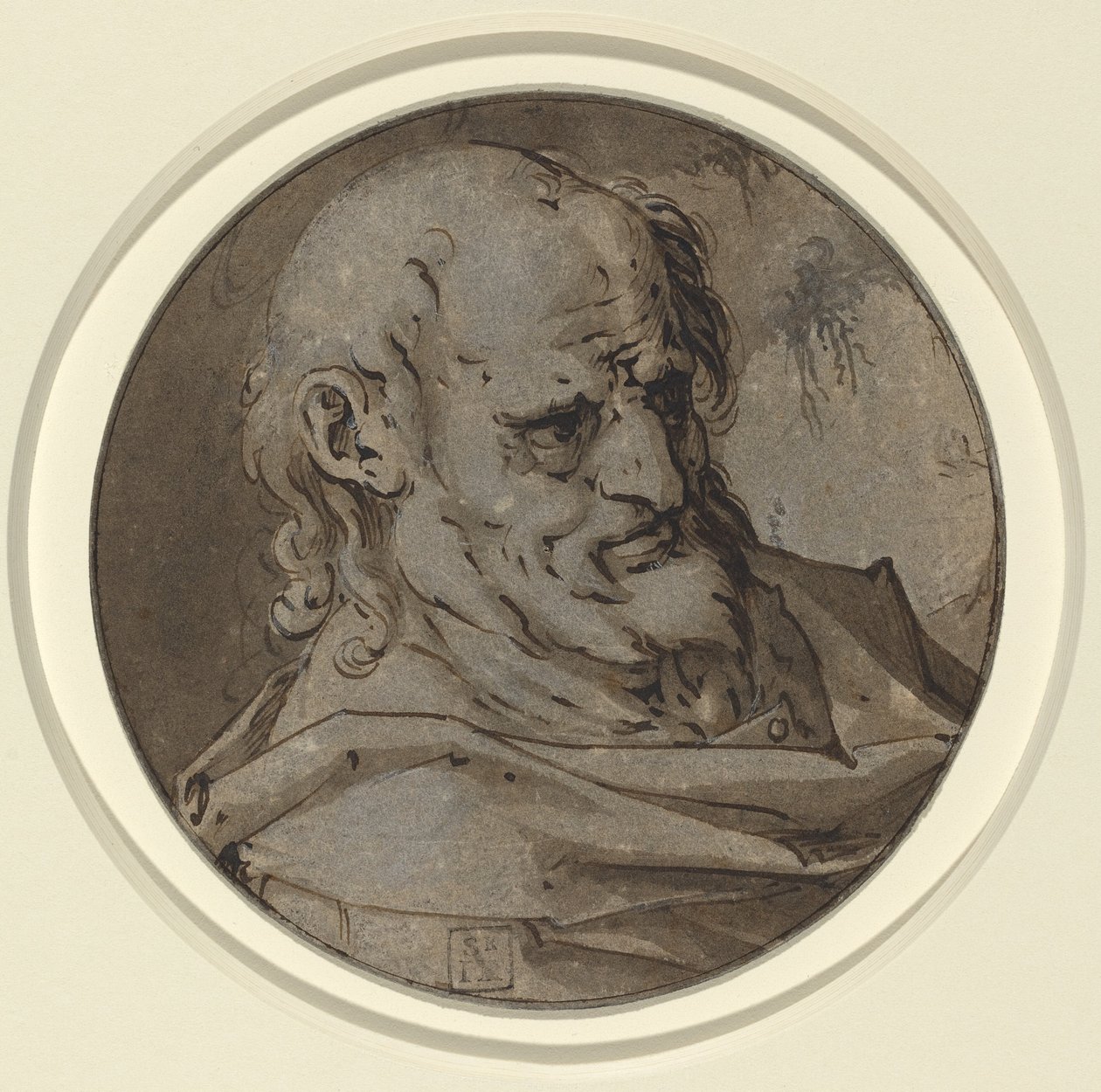 Hoofd van een Apostel door Hendrik Goltzius