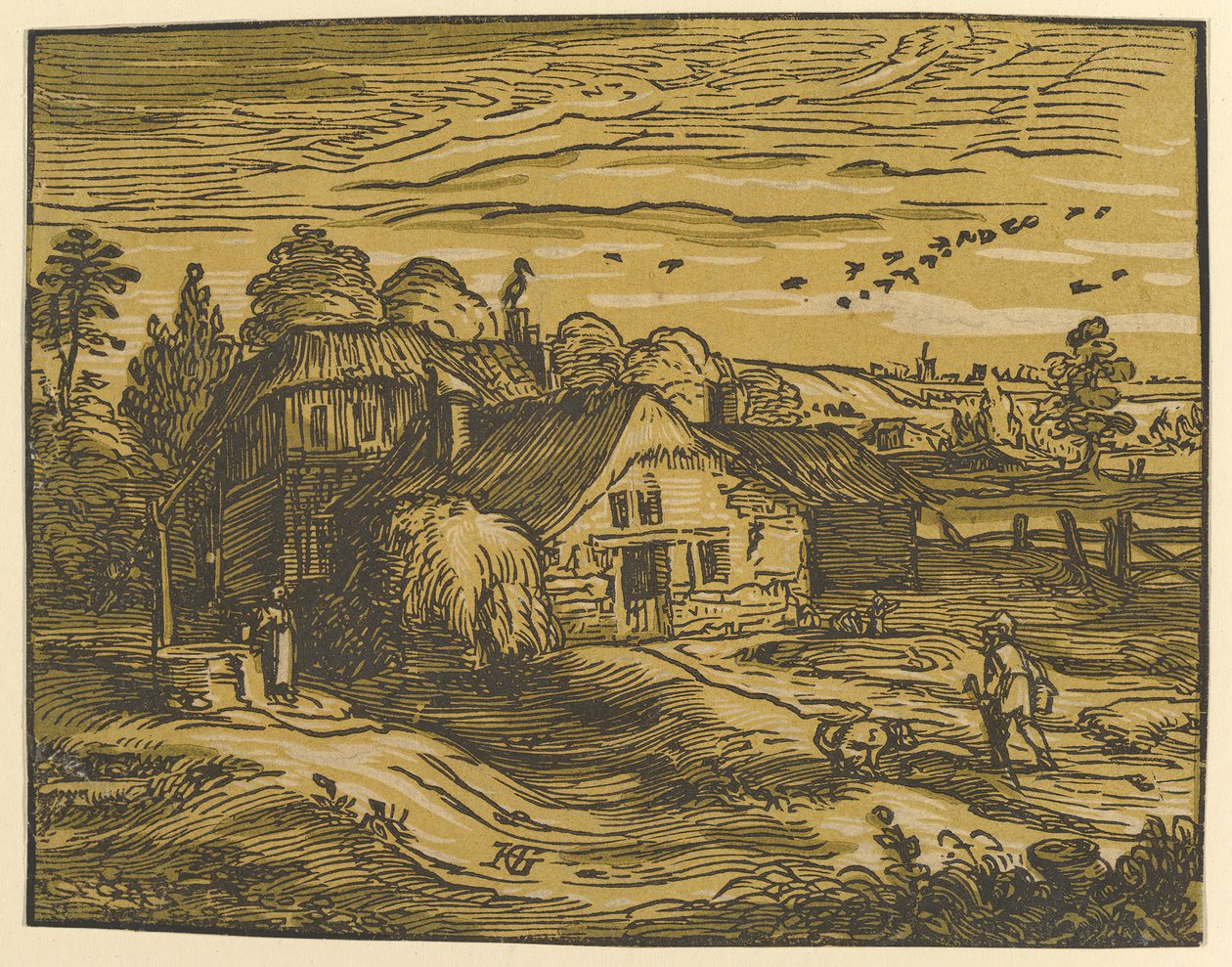 Landschap met huisje door Hendrik Goltzius