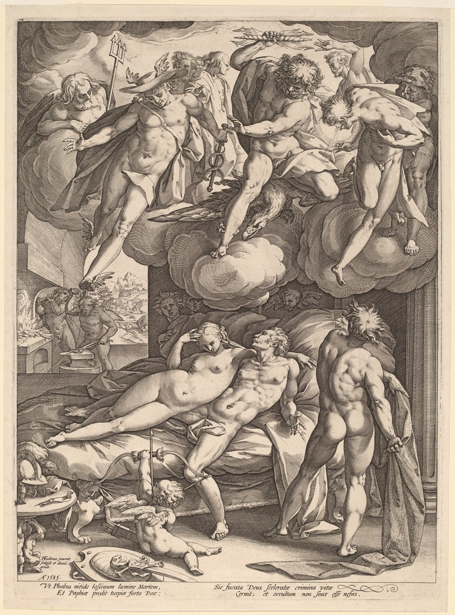 Mars en Venus Verrast door Vulcanus door Hendrik Goltzius