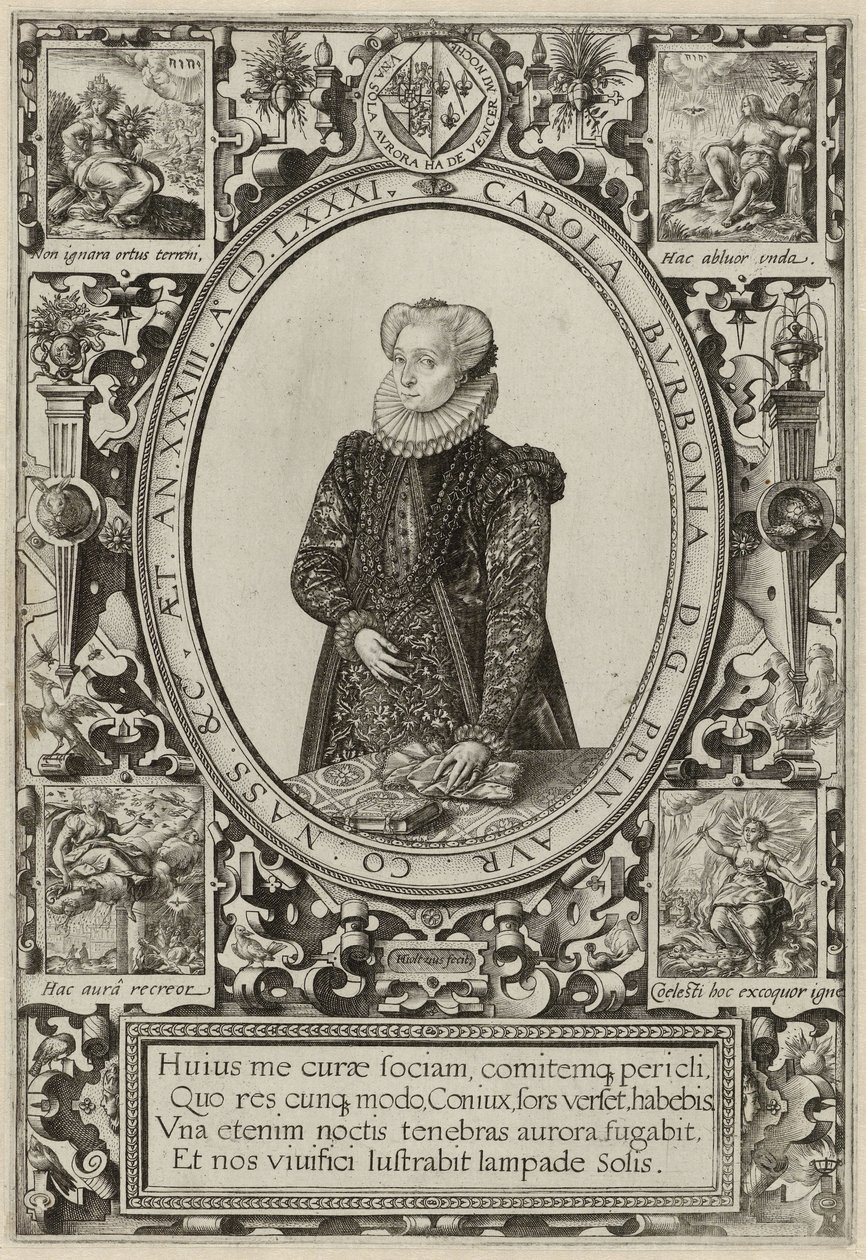 Portret van Charlotte de Bourbon, 1581 door Hendrik Goltzius