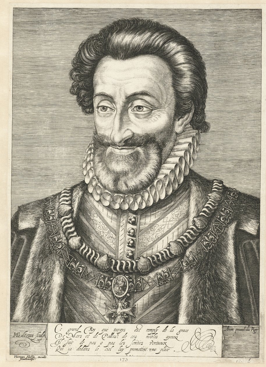 Portret van koning Hendrik IV van Frankrijk, ca. 1600 door Hendrik Goltzius