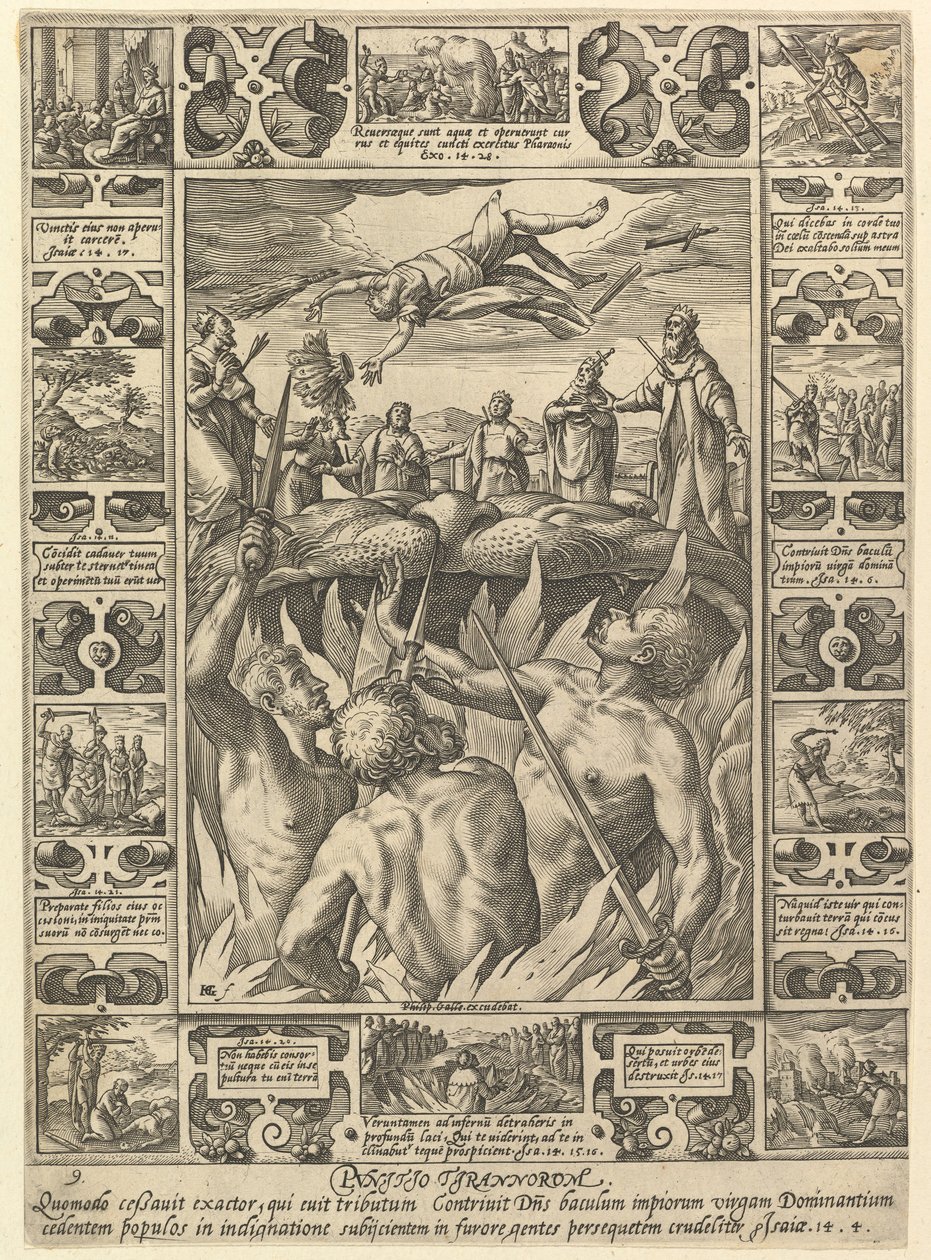 Punitio Tirannorum, uit Allegorieën van het Christelijk Geloof, uit Christelijke en Profane Allegor... door Hendrik Goltzius