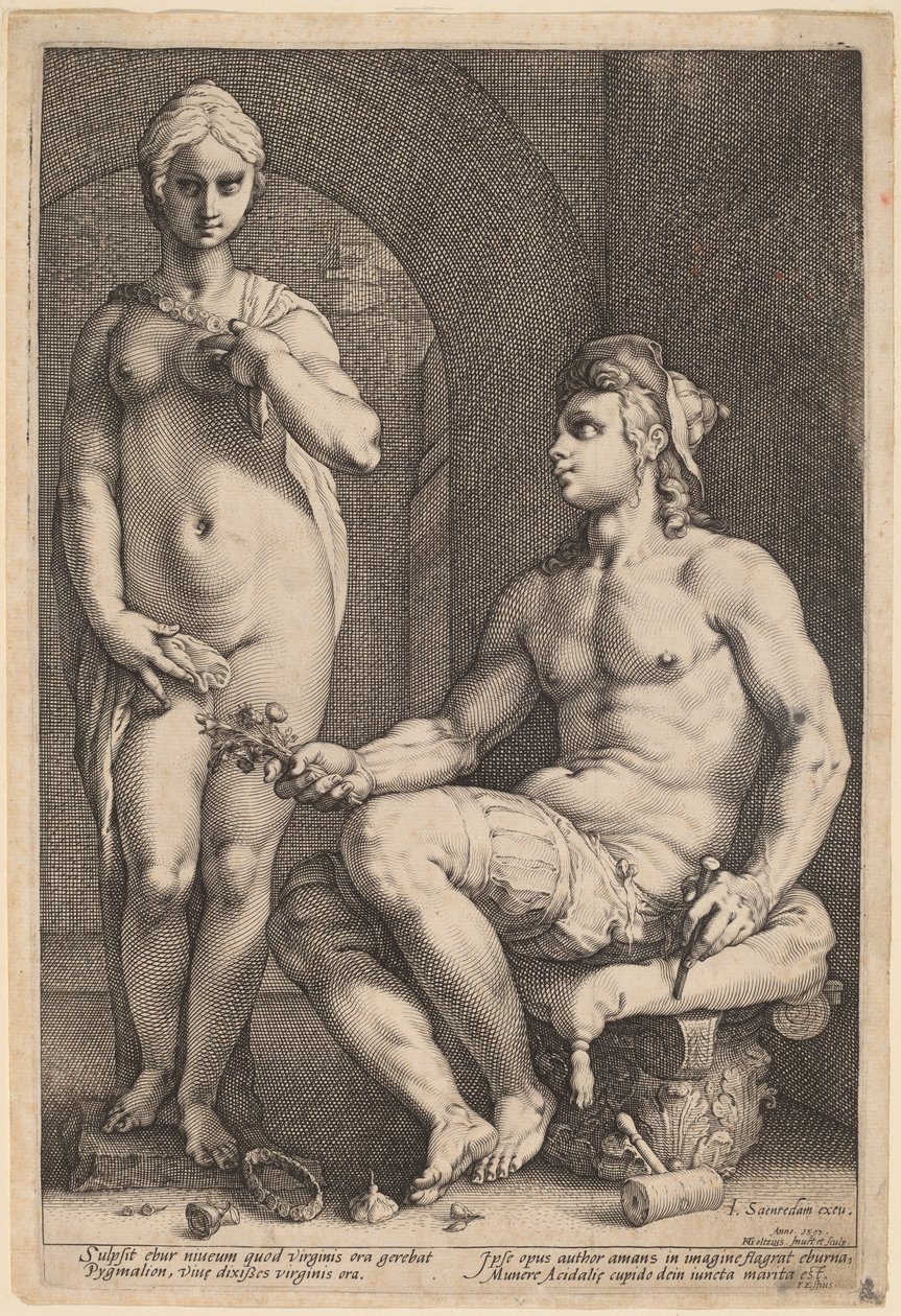 Pygmalion en Galatea door Hendrik Goltzius