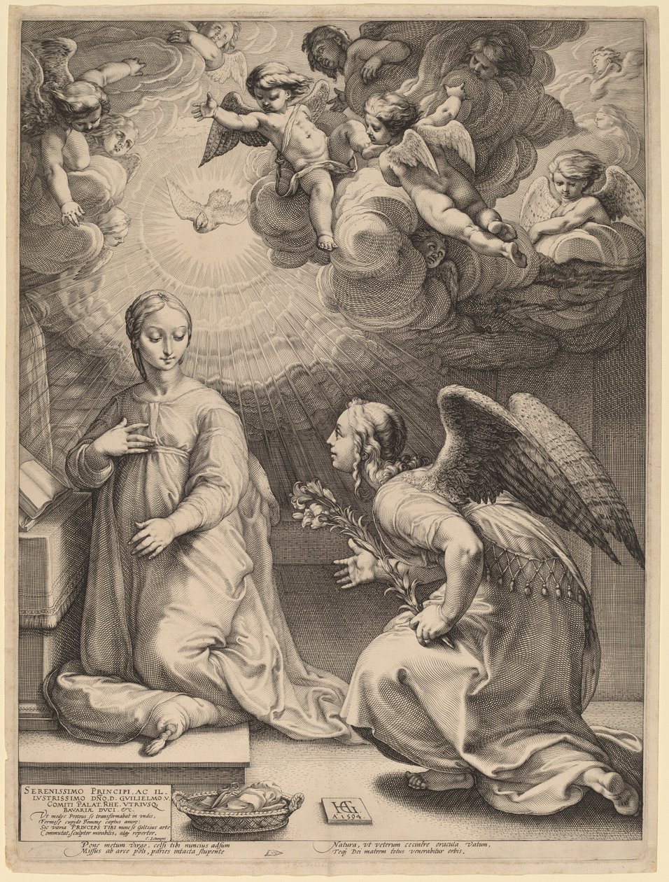 De annunciatie door Hendrik Goltzius