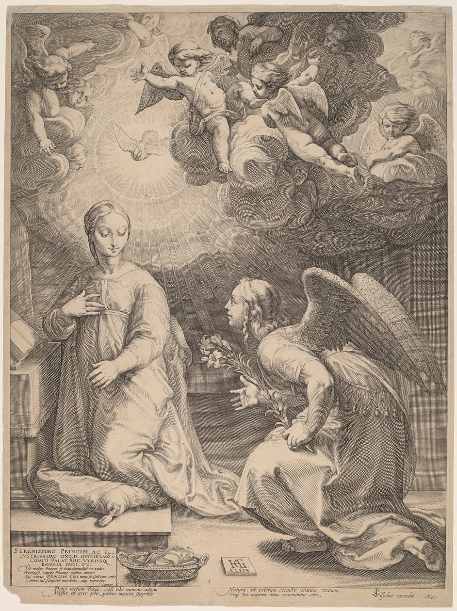 De annunciatie door Hendrik Goltzius