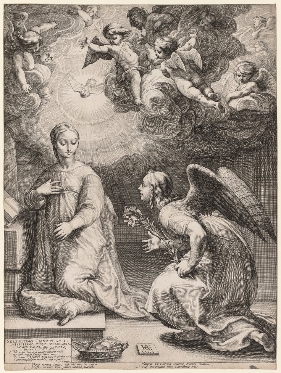 De annunciatie, 1594 door Hendrik Goltzius