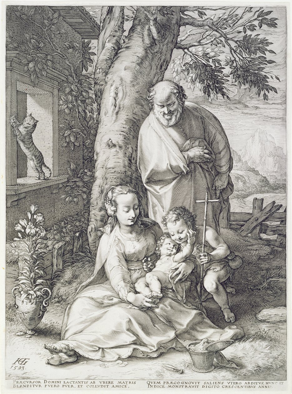 De Heilige Familie met Johannes door Hendrik Goltzius