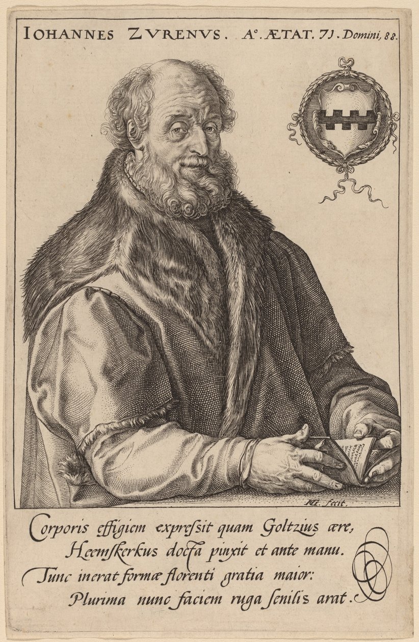 Johannes Zurenus (Jan van Zuren) door Hendrik Goltzius after Maerten van Heemskerck