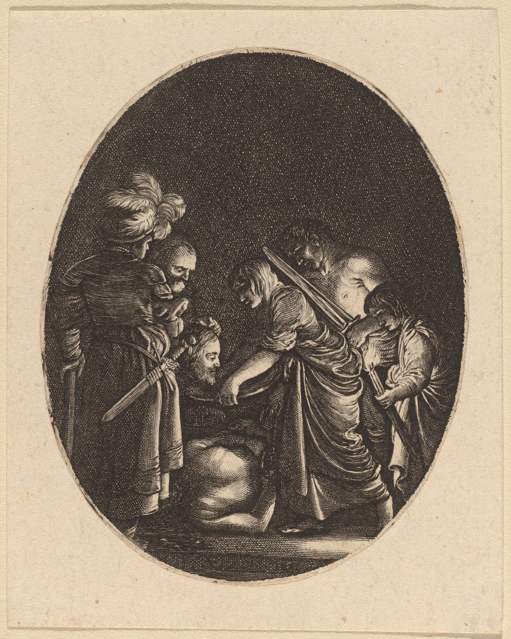 Onthoofding van Johannes de Doper door Hendrik Goudt after Adam Elsheimer