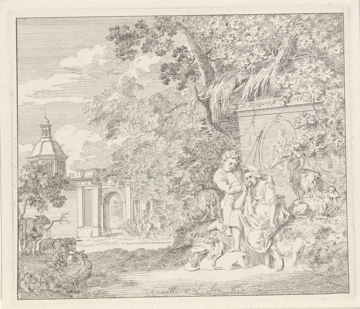 Paar bij een klassiek monument en een stadspoort door Hendrik Hoogers
