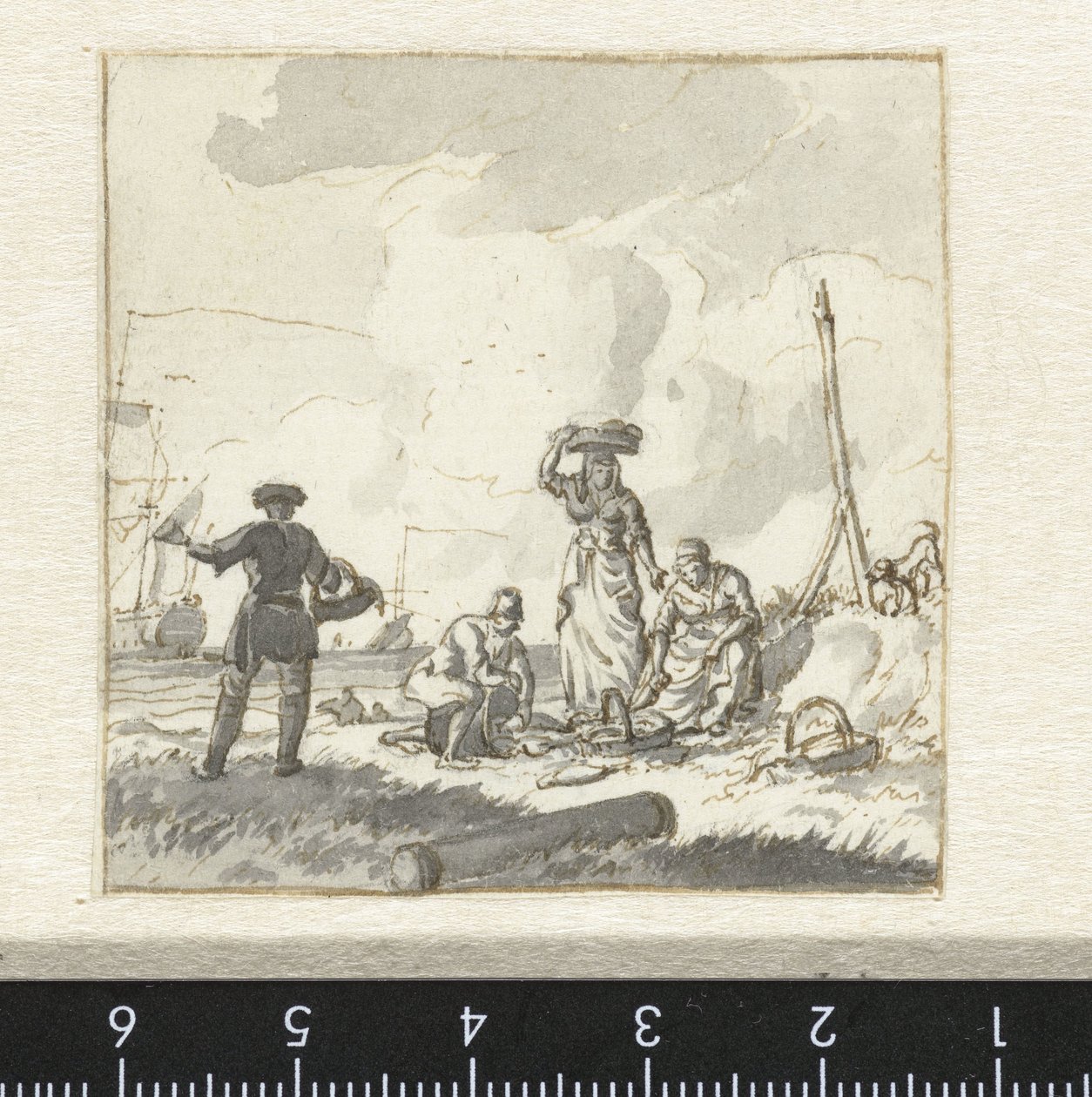 Het sorteren van vis op het strand door Hendrik Kobell