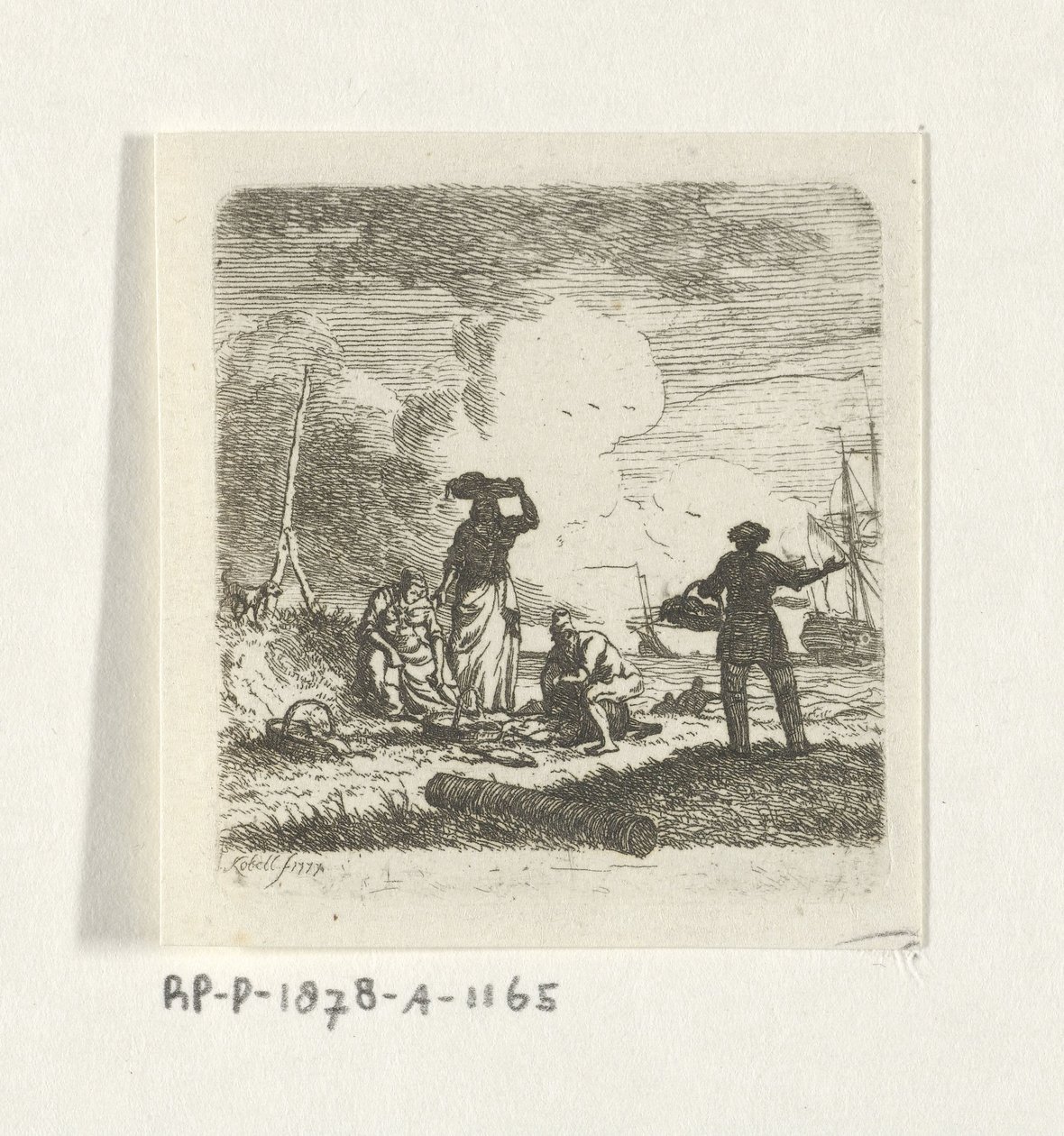 Vissers bij het strand door Hendrik Kobell