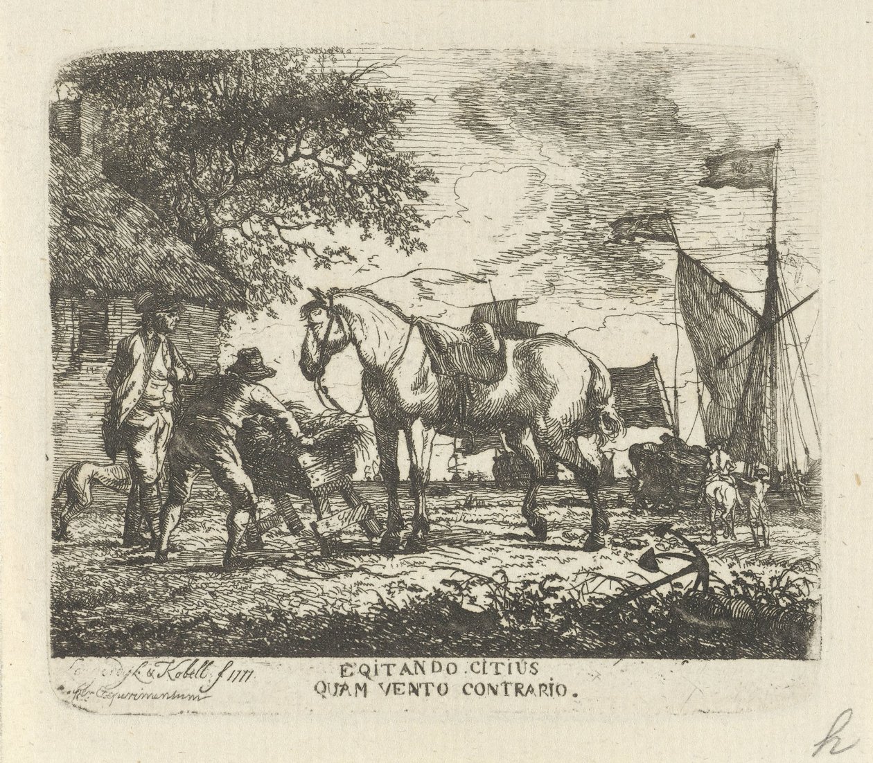 Voeren van het paard door Hendrik Kobell