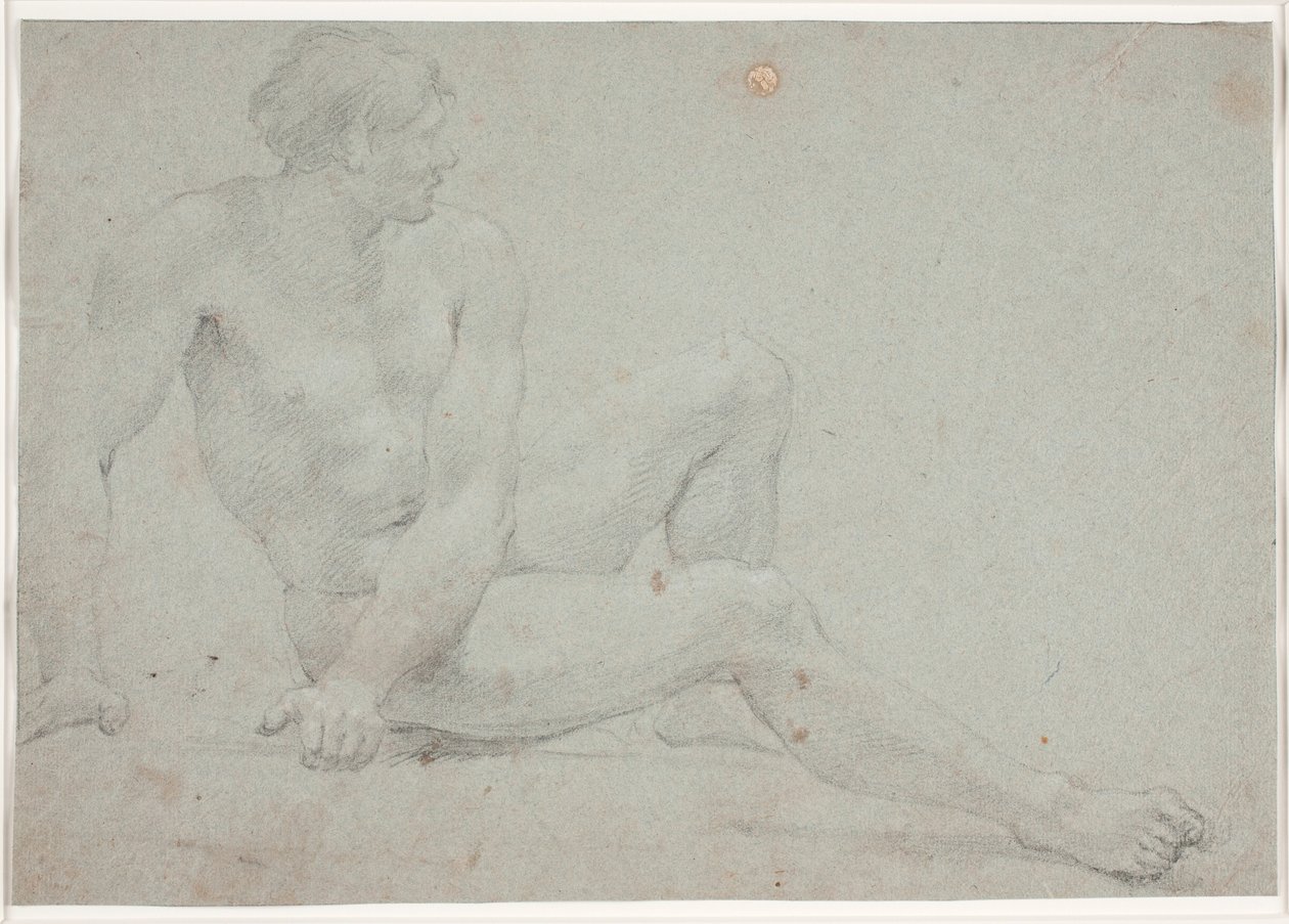 Mannelijke modelstudie, zittend door Hendrik Krock